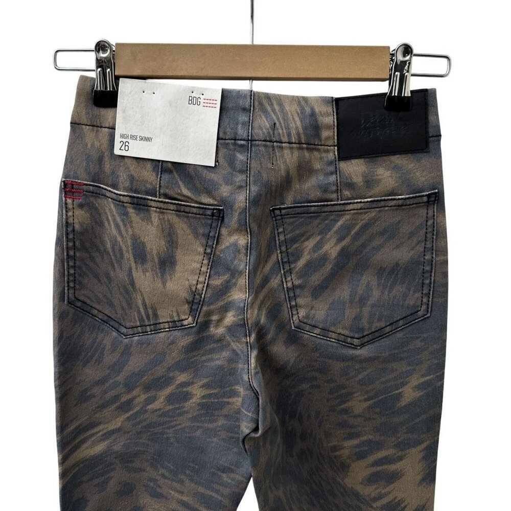 Urban Outfitters BDG High Rise Skinny Pants Leopard Print Zip Hem Women 26 NWT - Picture 15 of 16